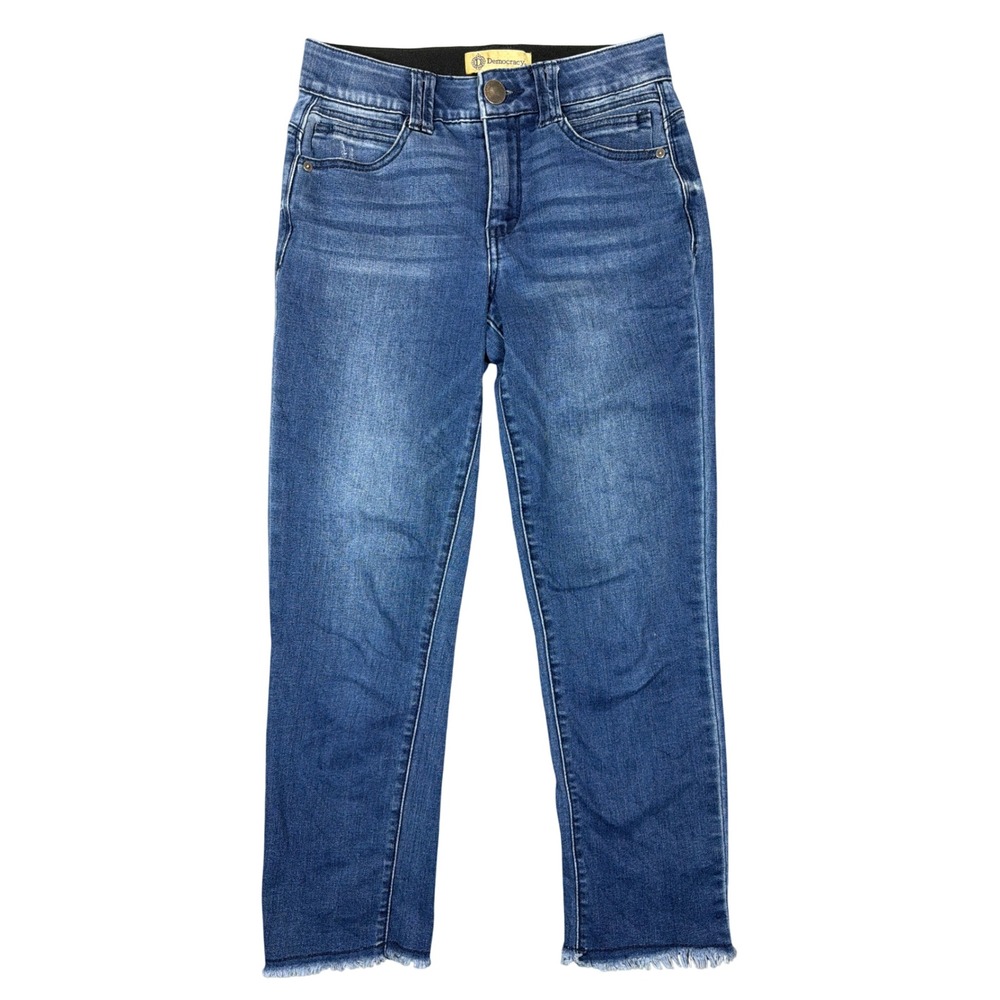 Democracy Ab Technology Straight Leg Jeans Blue Frayed Hem Size 4 BN2033ZYIC